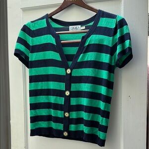 Juicy Couture Green and Black Striped Cardigan